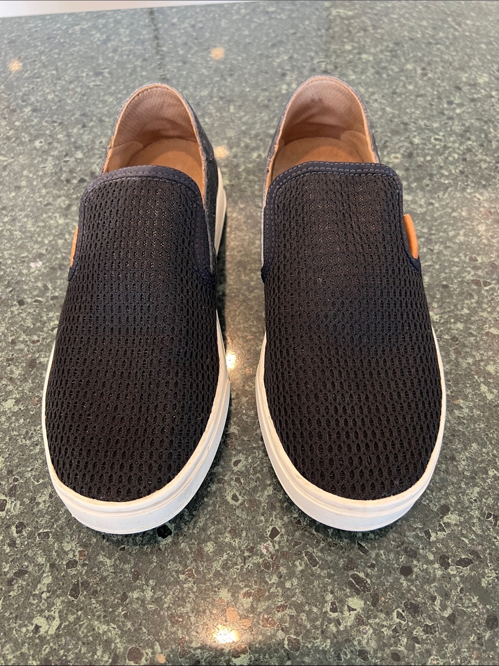 OluKai Black Mesh Slip-On Sneakers with White Sole